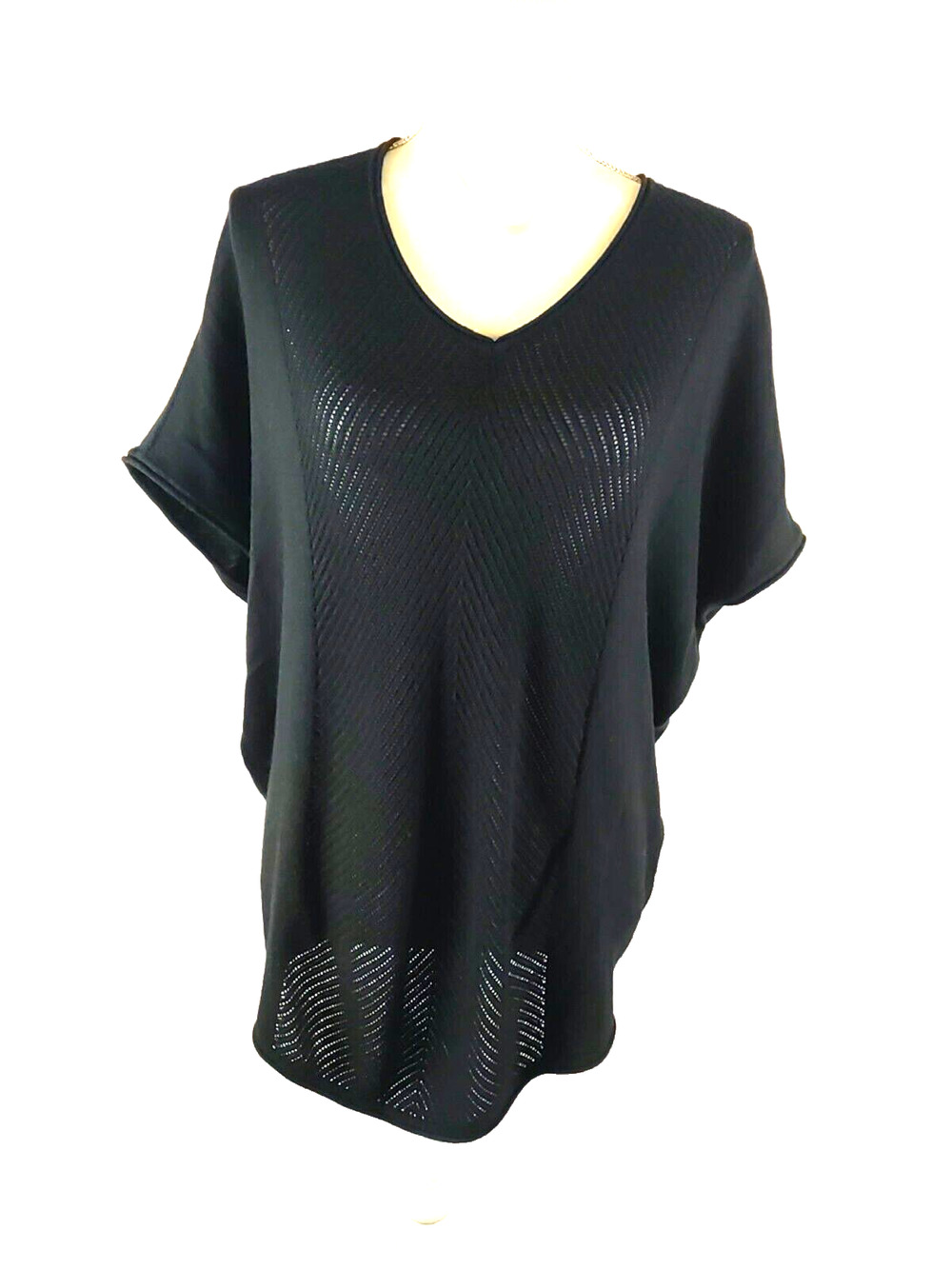 Vass Joan Bass Women's Sweater Vest Size L Black Oversized Loose Fit